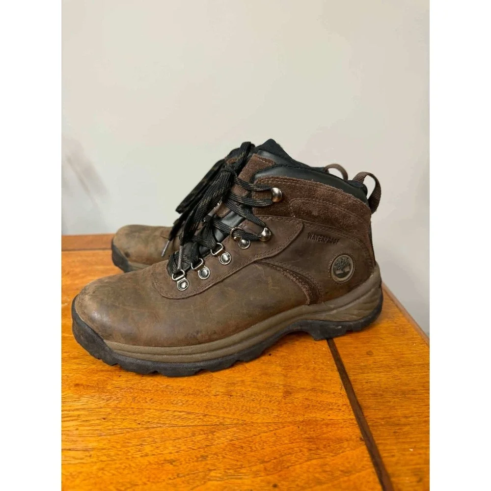 Timberland Mens White Ledge Waterproof Hiking Boots Brown Leather 18128 Size 8M